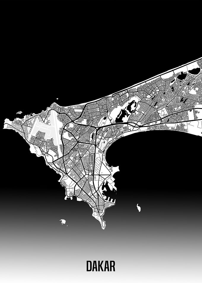 Dakar white map