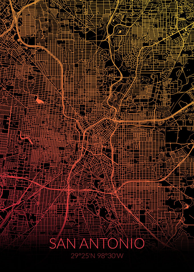 San Antonio Map Black
