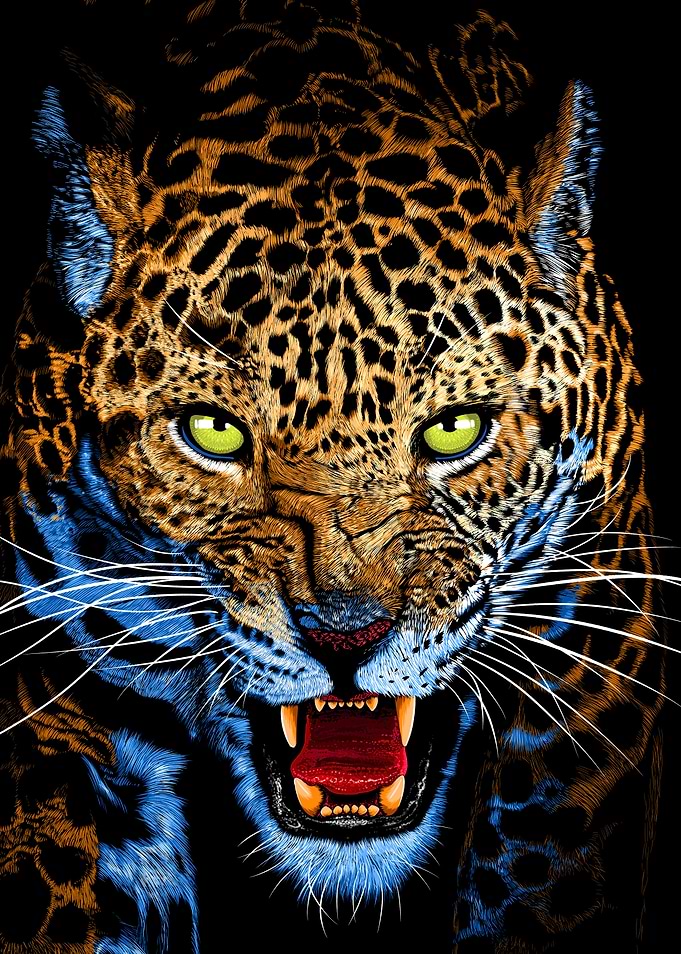 Aggressive Leopard Face