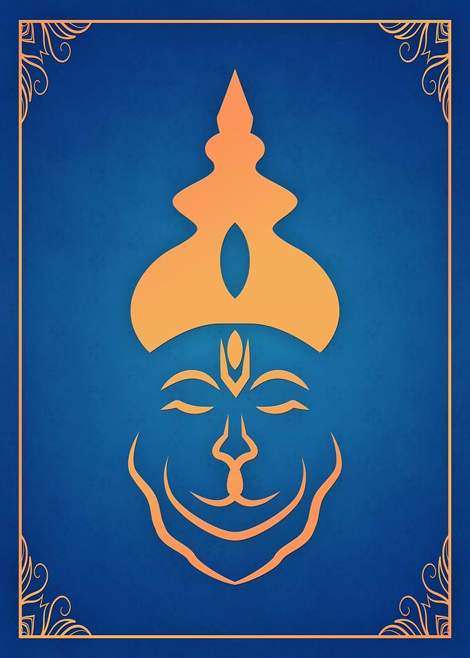 Lord Hanuman Teal Orange