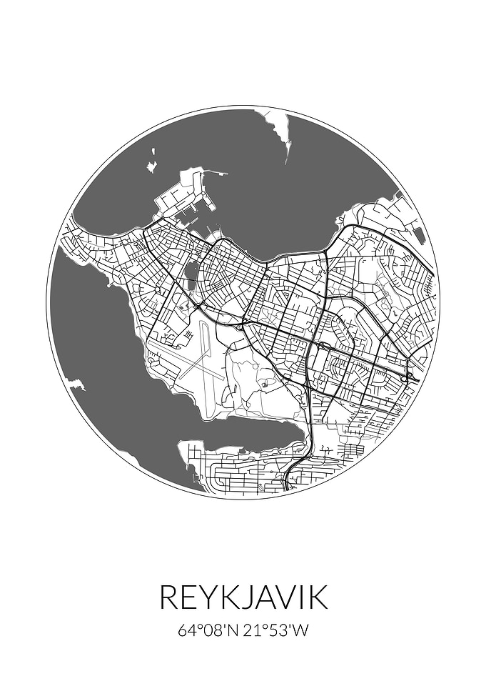 Reykjavik City Map White