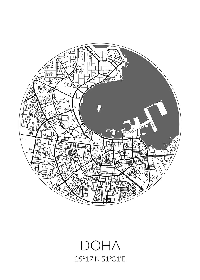 Doha City Map White