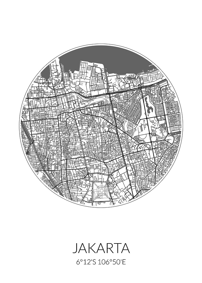 Jakarta City Map White