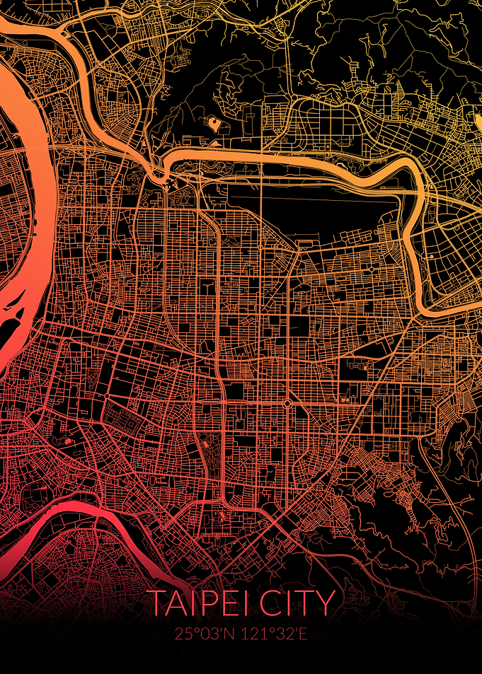Taipei City Map Black