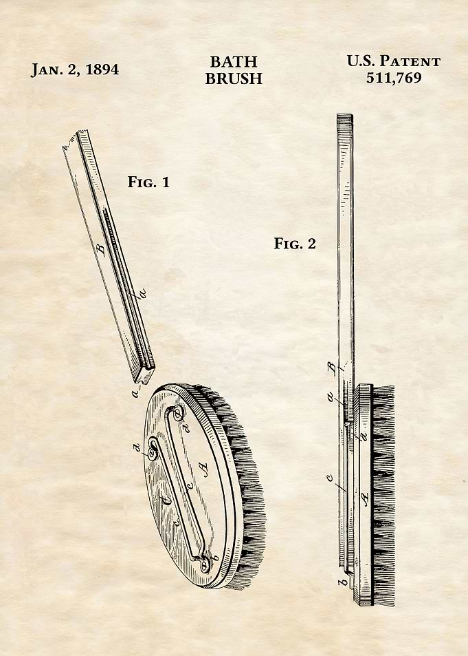 BATH BRUSH PATENT VINTAGE