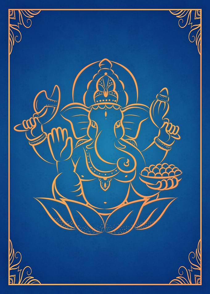Ganesh Hindu Blue Orange