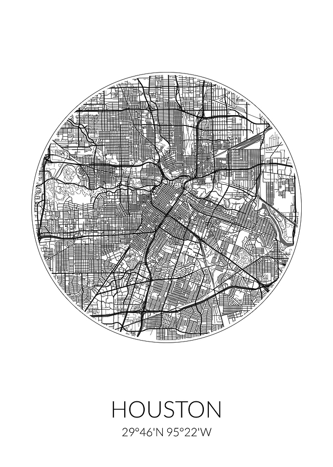 Houston City Map White