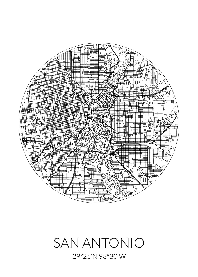 San Antonio City Map White