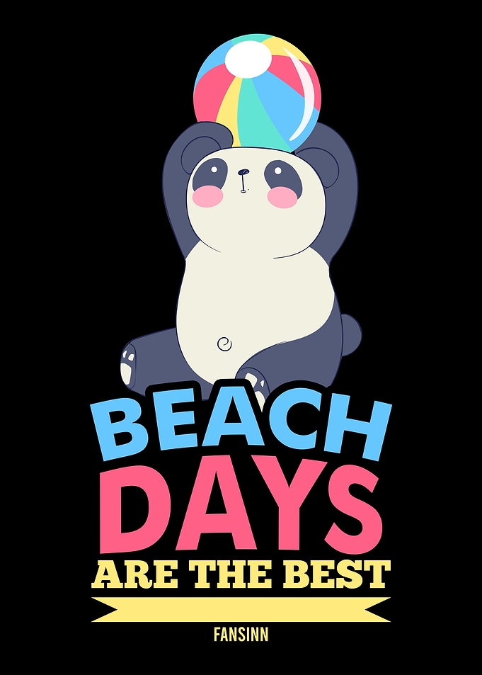 Panda on the beach with wa