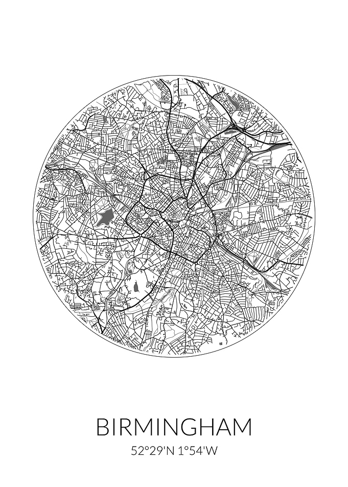 Birmingham City Map White