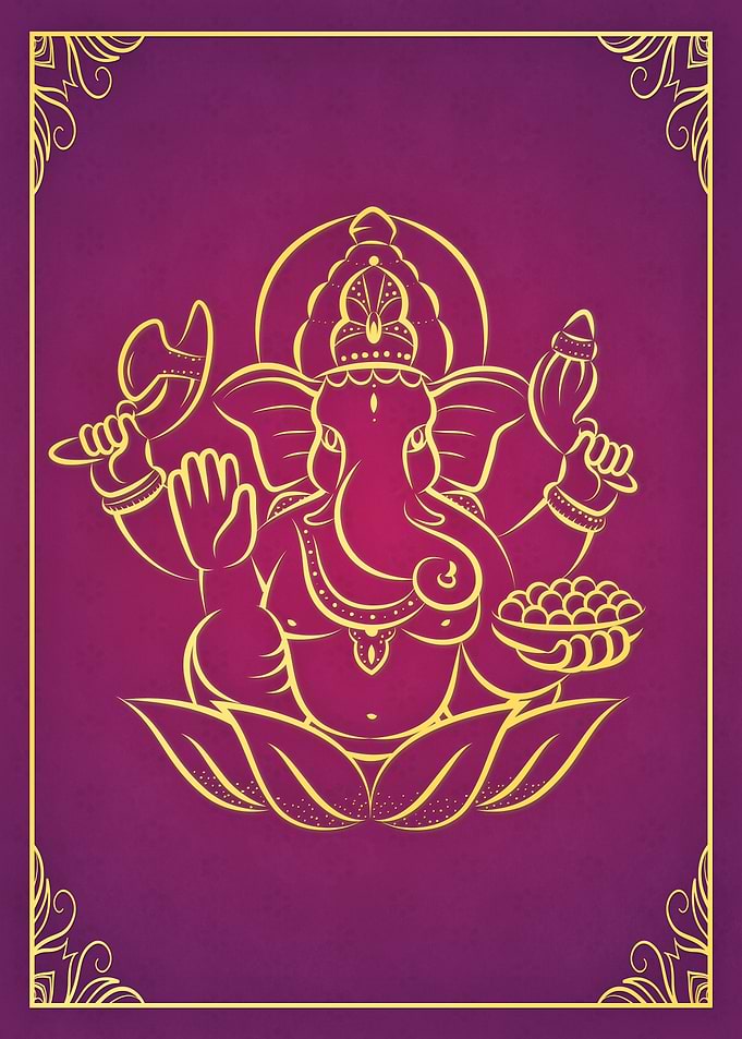 Ganesh Hindu Purple Yellow