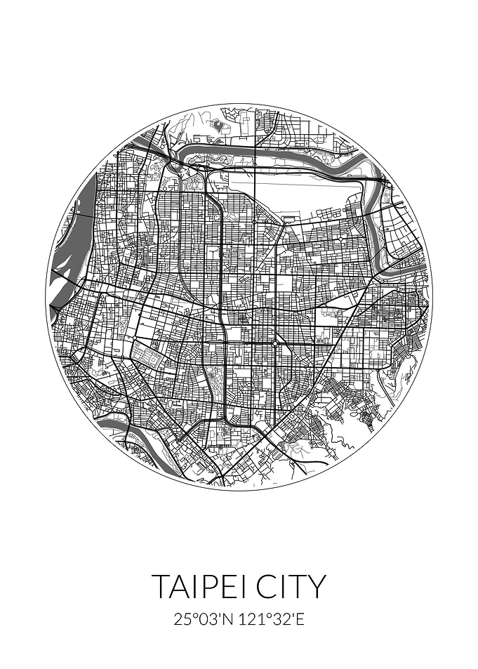 Taipei City Map White