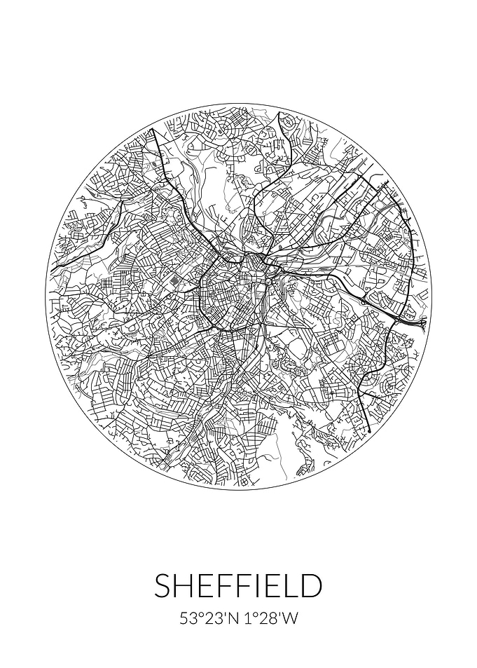 Sheffield City Map White