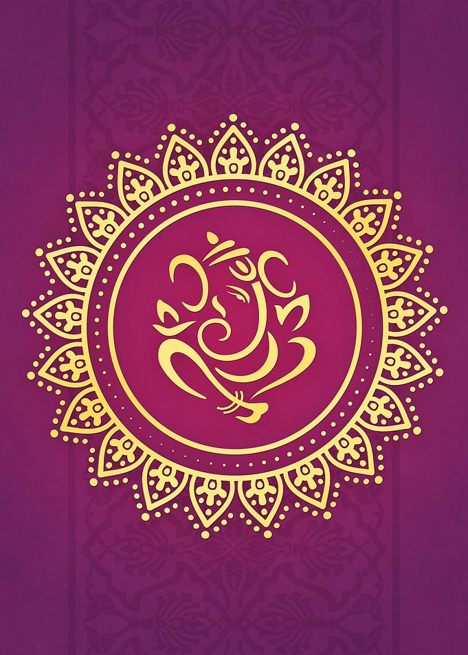 Hindu Ganesh Purple Yellow