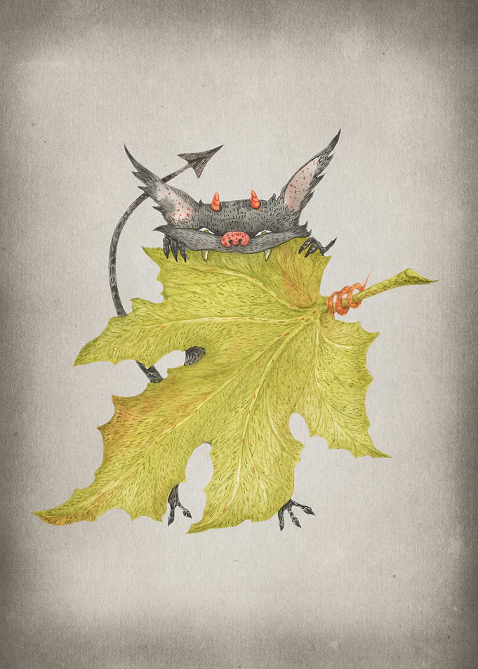 Little Devil with a Leaf