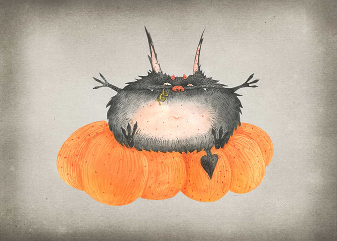 Little Devil on a Pumpkin
