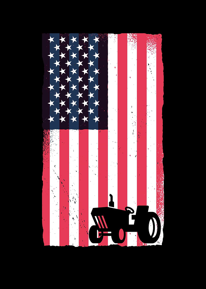 USA Flag Tractor American