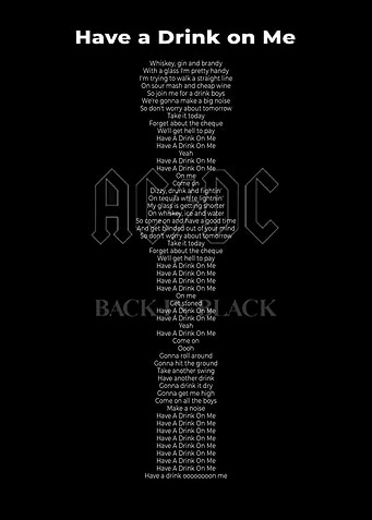 Lyric Back in Black poster