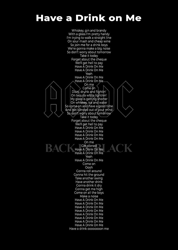 Lyric Back in Black poster