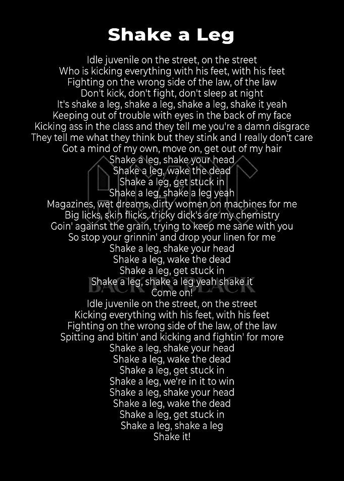 Lyric Back in Black poster