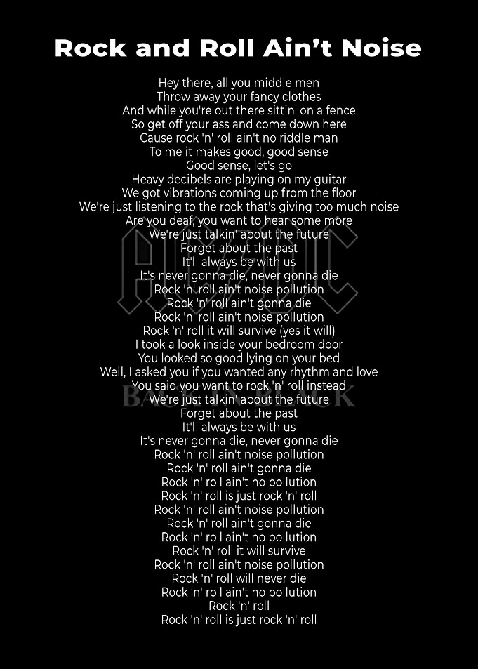 Lyric Back in Black poster