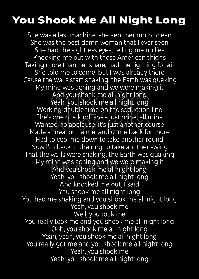 Lyric Back in Black poster