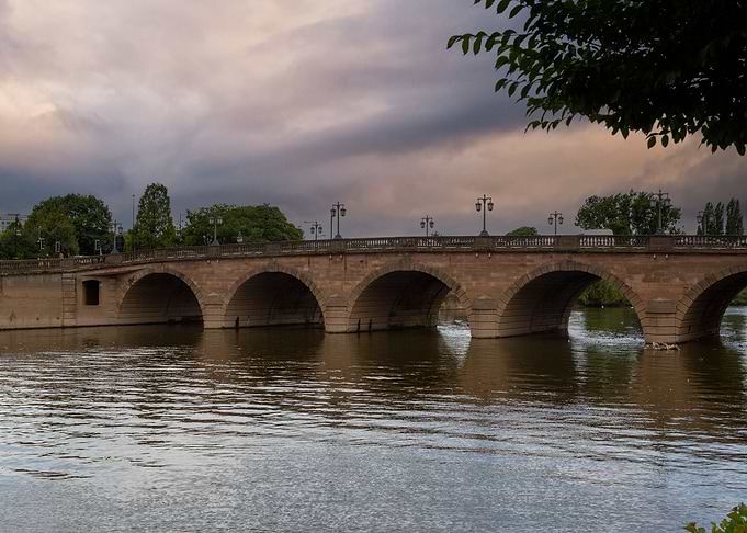 Worcester bridge and river