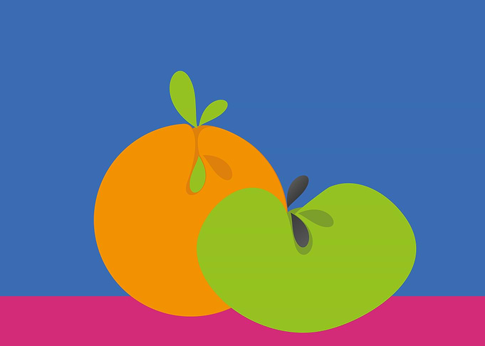 Orange and Apple Pop Art