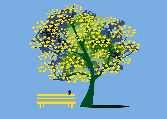 Flowering Tree Park Bench