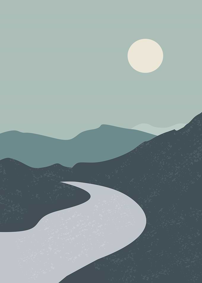Mountains river wall art