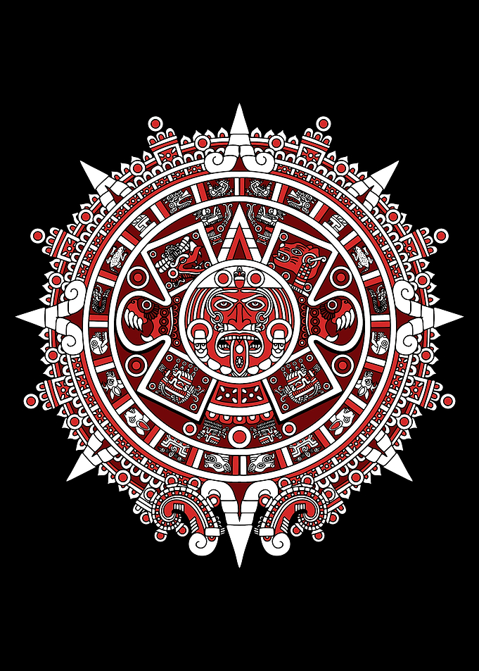 aztec calendar red