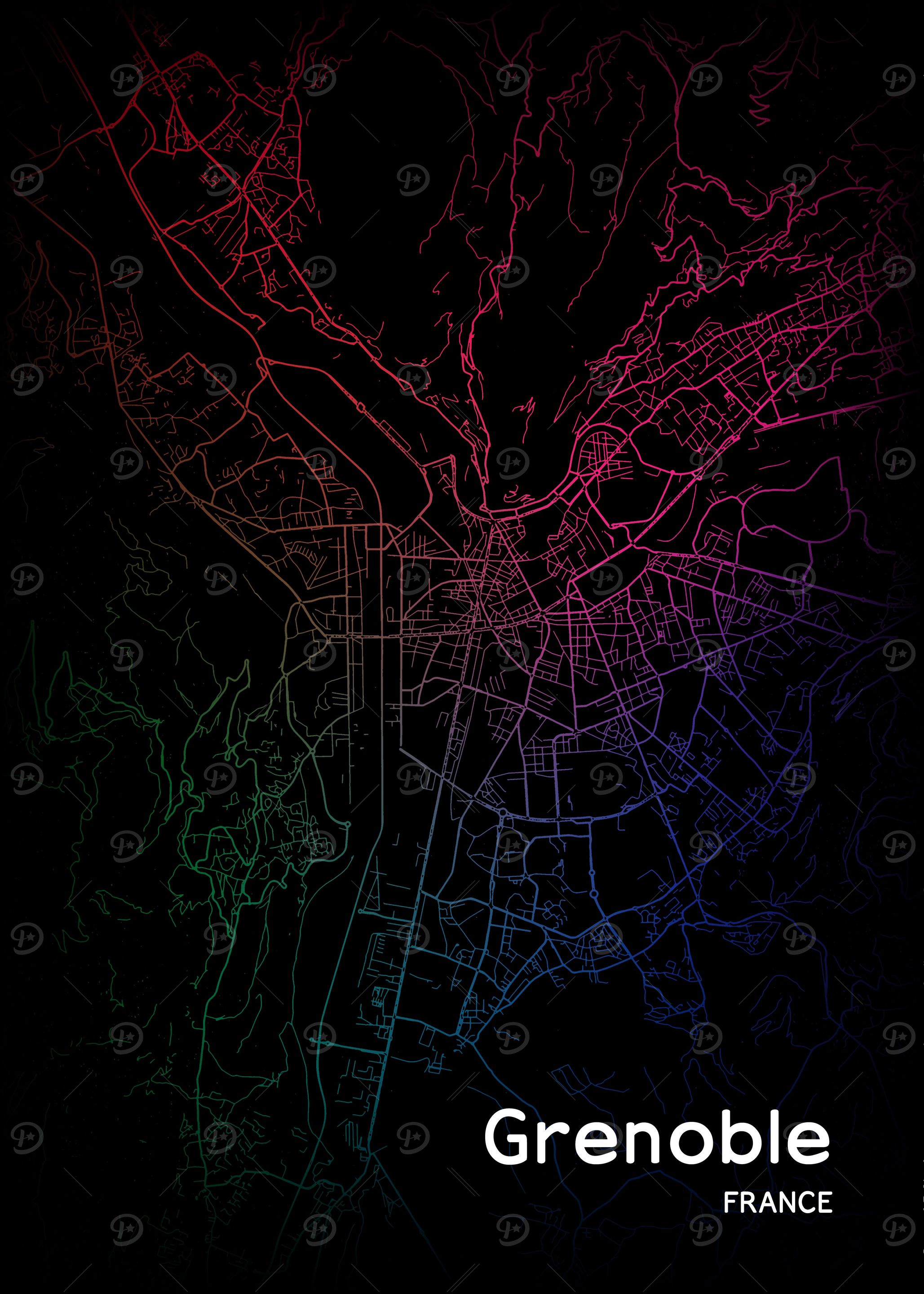Grenoble City Map France