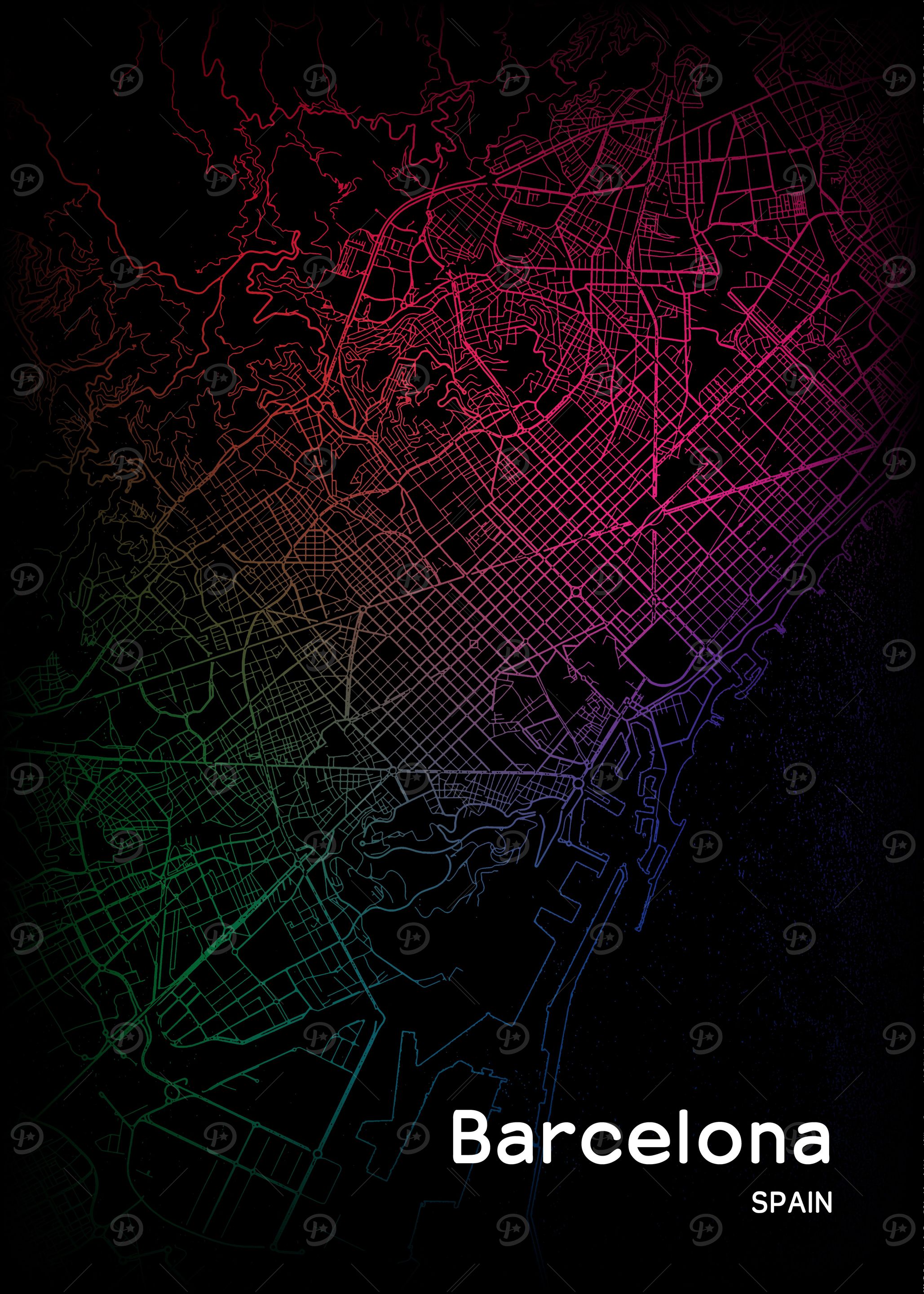 Barcelona City Map Spain