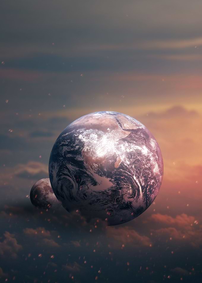 Earth and moon