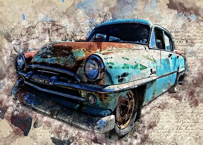 Retro Vintage Car painted