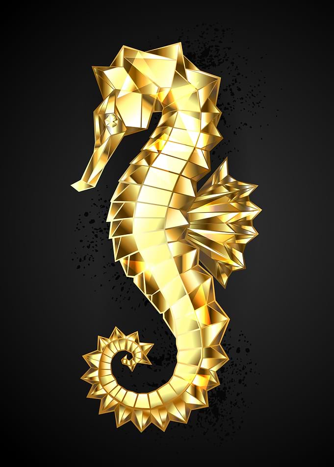 Gold Polygon Seahorse