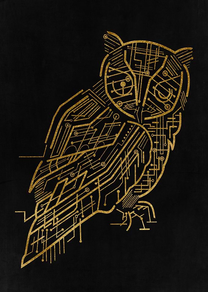 Golden Geometric Owl