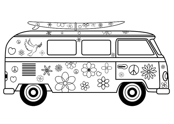 Retro Hippie Bus Car