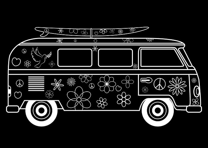 Retro Hippie Bus Car