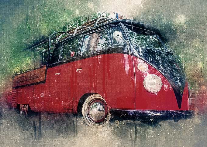 Retro red Car abstract