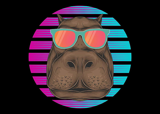 Cool Hippo Retro Hippo Ani