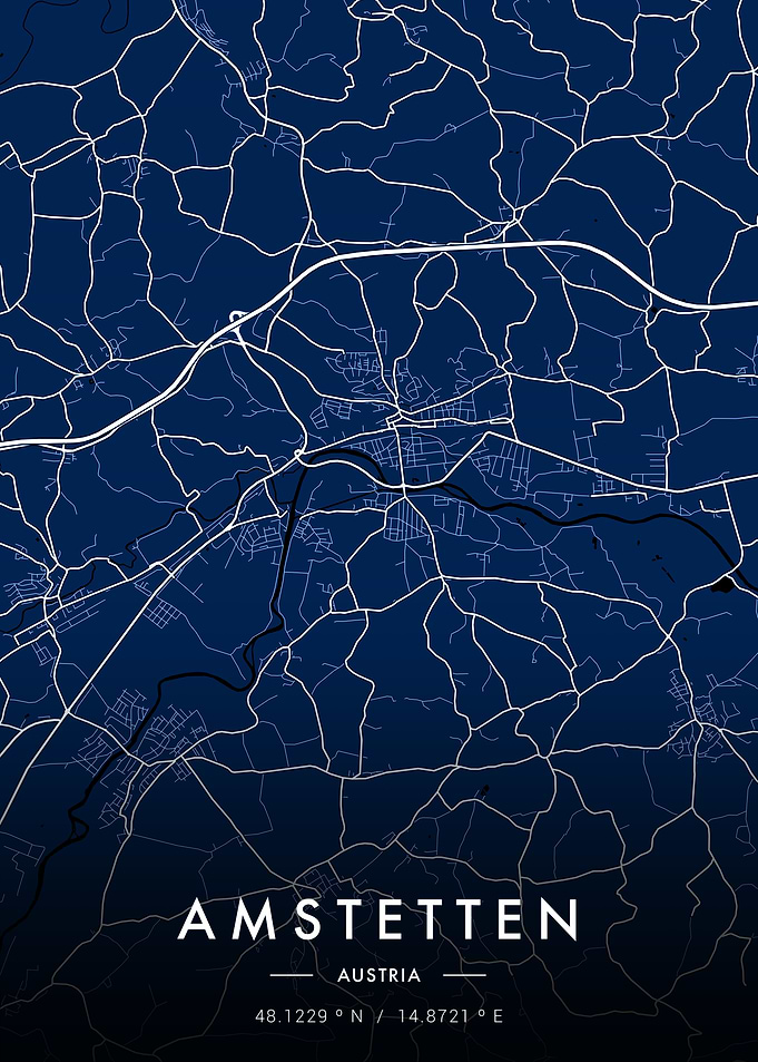 Amstetten City Map Blue