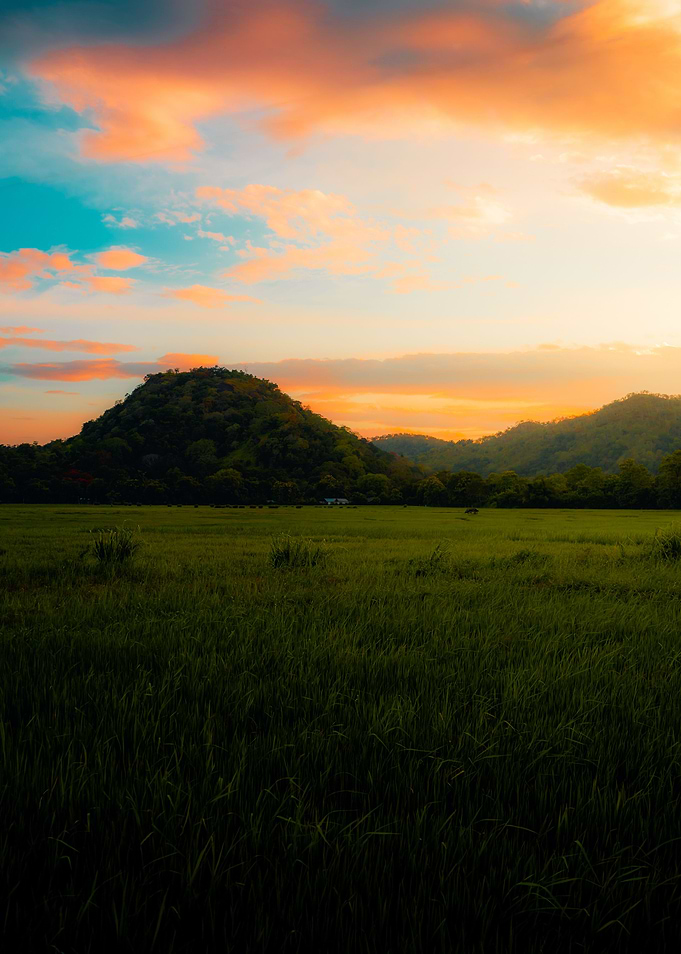 Sunset by the hills