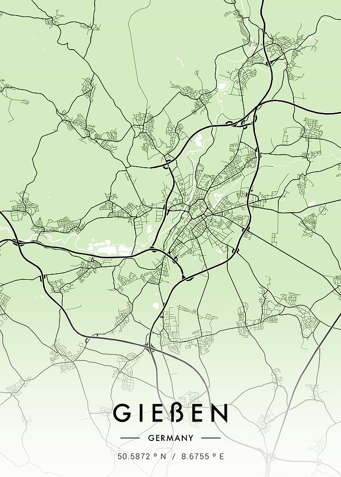 Giessen City Map Green