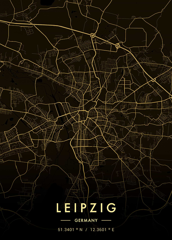 Leipzig City Map Gold