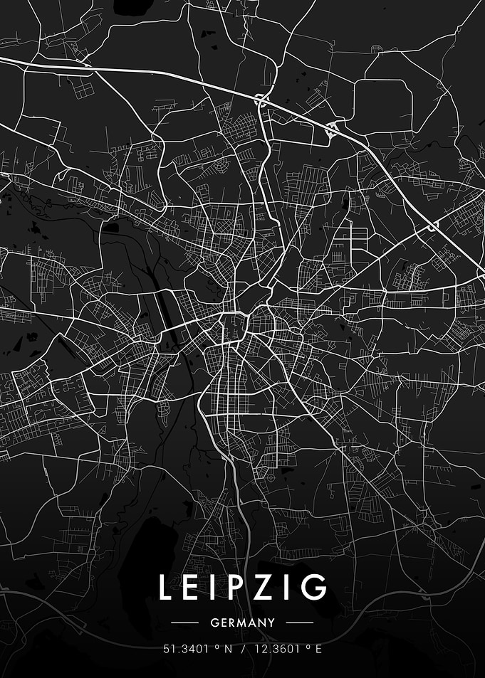 Leipzig City Map Dark