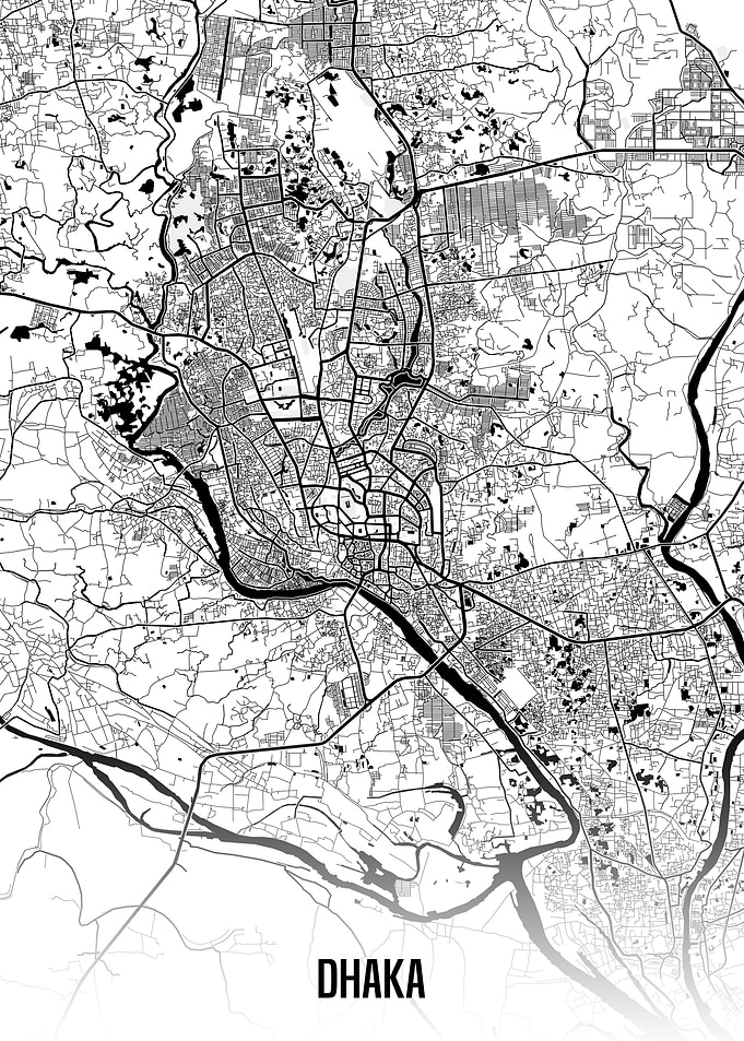 Dhaka white map