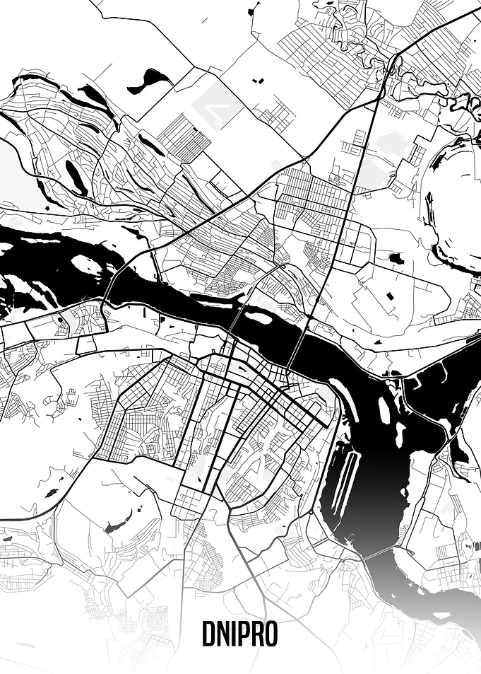 Dnipro white map