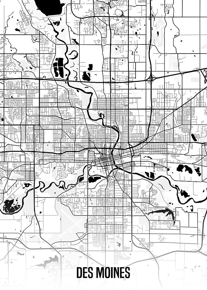 Des Moines white map