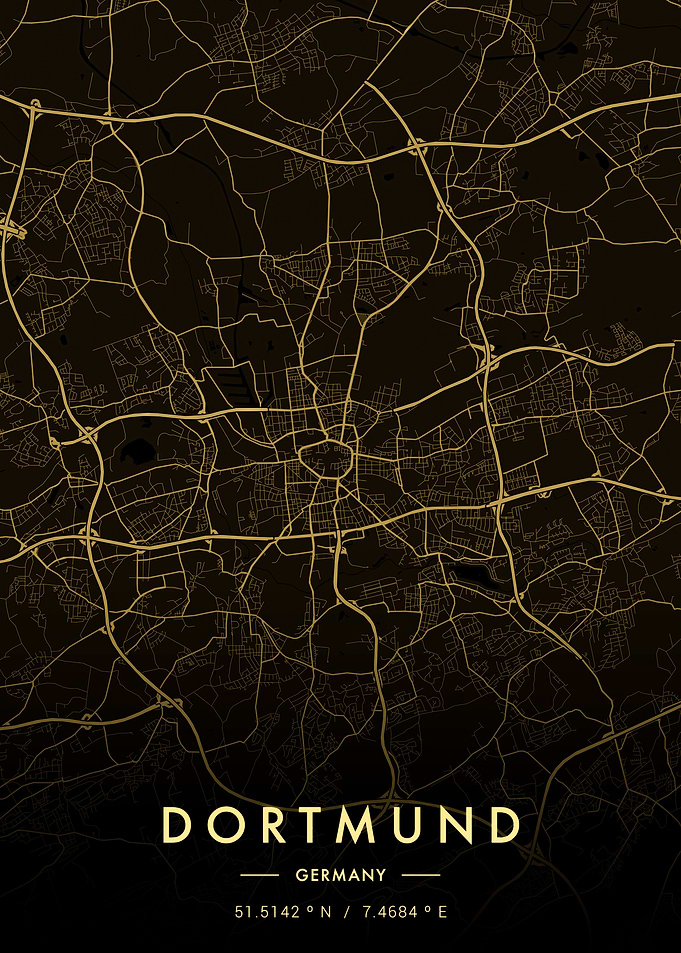 Dortmund City Map Gold
